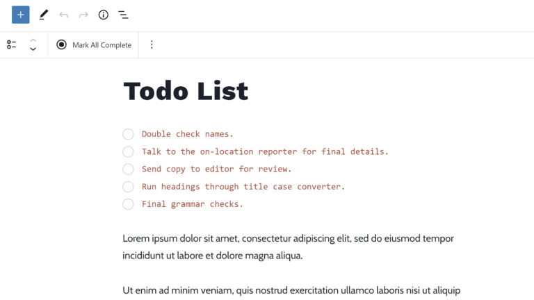 Create a Publishing Task List With the Todo List Block
