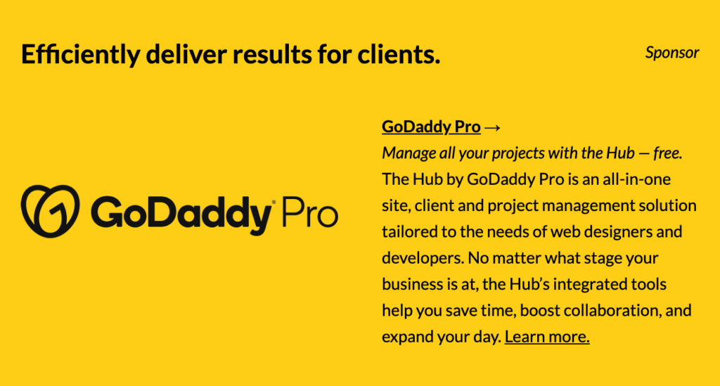 GoDaddy Pro Sponsor Image