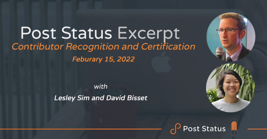 Post Status Excerpt — Contributor Recognition and Certification: Lesley Sim