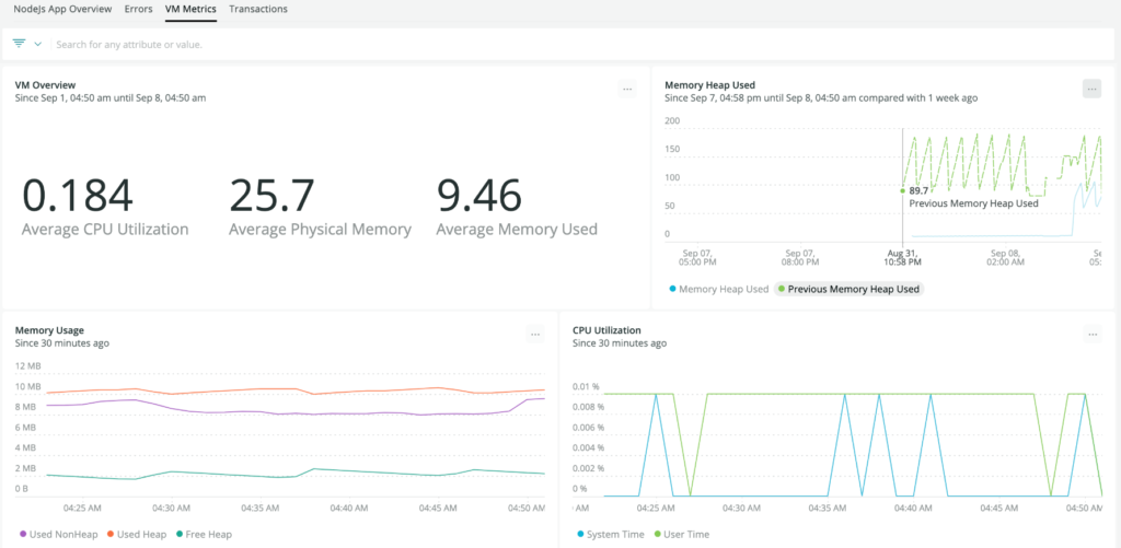 APM dashboard example.