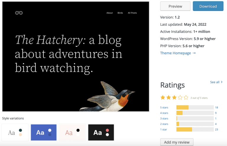 WordPress Themes Directory Adds Style Variation Previews