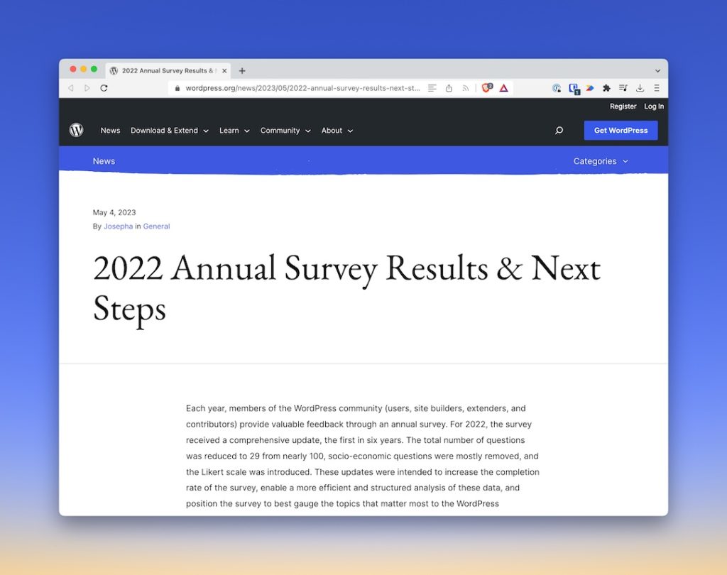 WordPress 2022 annual survey results & more!