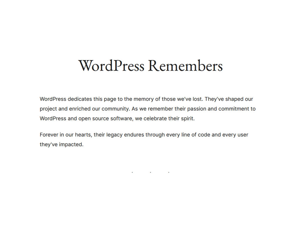 A Place to Remember WordPress Community Members
