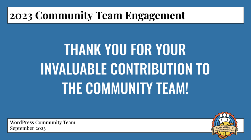 Community Team Engagement Program Supporter Survey 2023